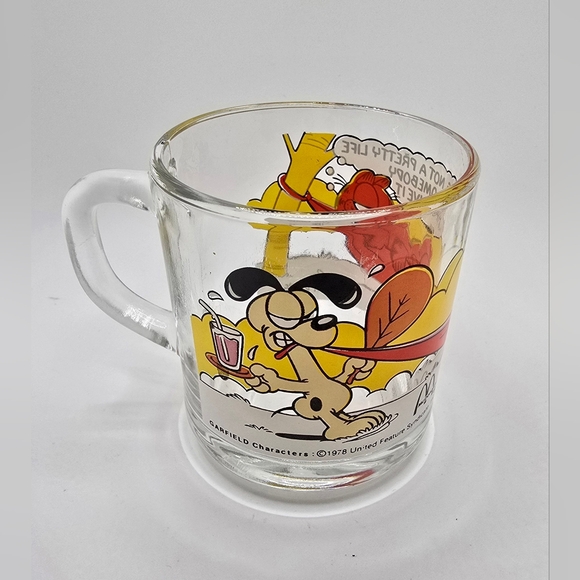 2 Vintage 1978 Glass Garfield Mug Coffee Cup With Odie McDonalds Jim Davis - Picture 4 of 15